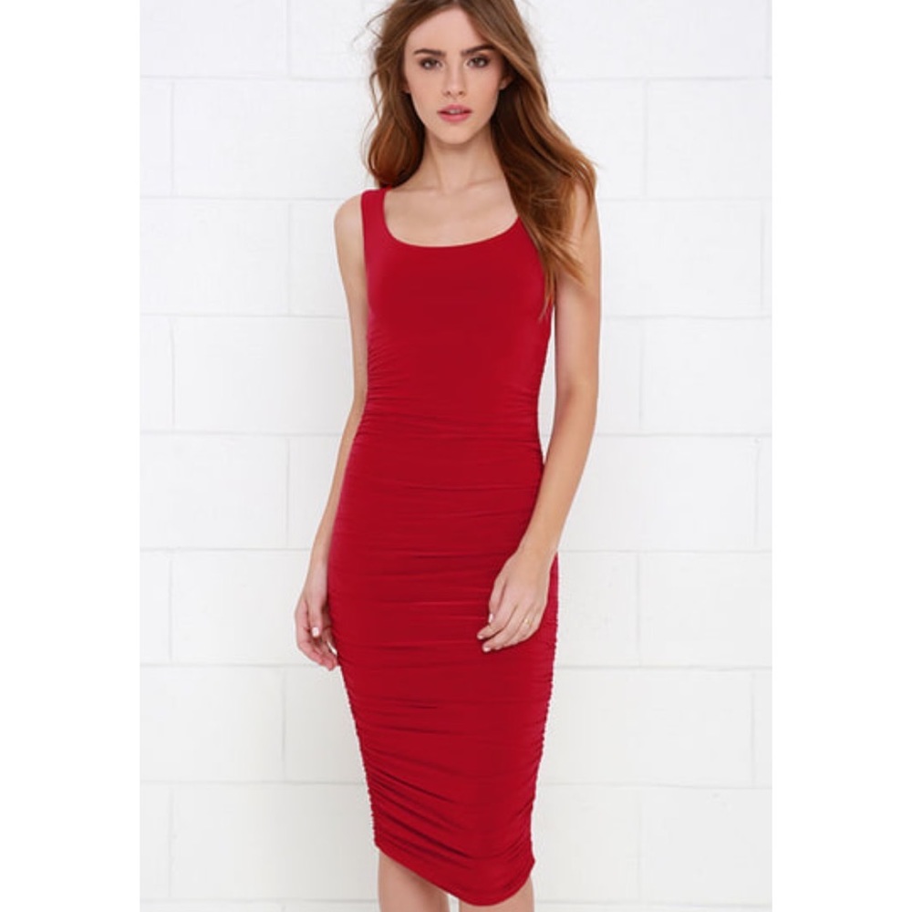 Lulus Posh and Polished Red Midi Dress
